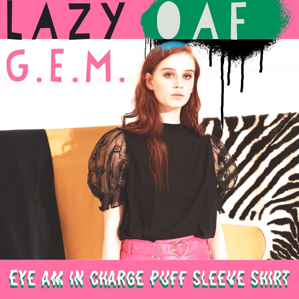 Lazy Oaf GEM Label, Black puff sleeve shirt